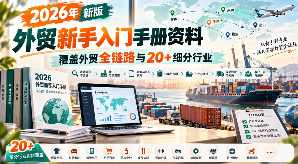 2026年新版外贸新手入门手册资料,覆盖外贸全链路与20+细分行业-泱泱学习社