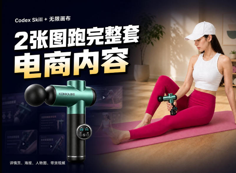 Codex+Skill+无限画布：两张图跑出一整套电商内容-泱泱学习社