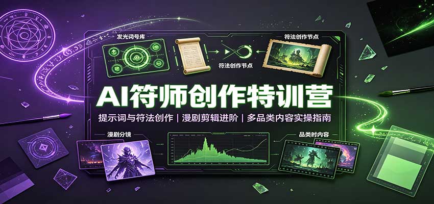 AI符师创作特训营:提示词与符法创作,漫剧剪辑进阶,多品类内容实操指南-泱泱学习社