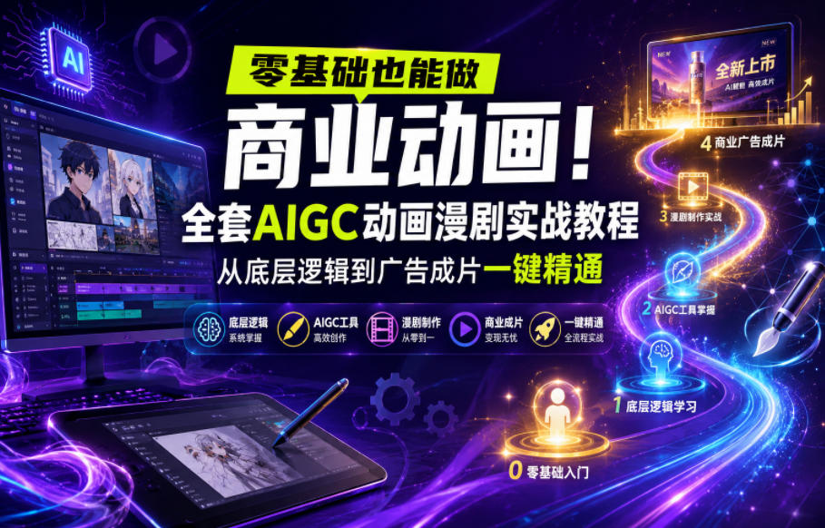 零基础也能做商业动画!全套AIGC动画漫剧实战教程,从底层逻辑到广告成片一键精通(更新0905)-泱泱学习社