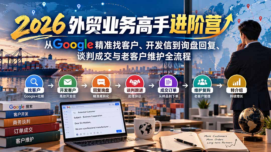 2026外贸业务高手进阶营：从Google精准找客户、开发信到询盘回复、谈判成交与老客户维护全流程-泱泱学习社