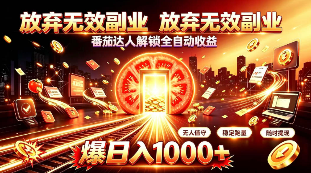 放弃无效副业,番茄达人解锁全自动收益,日入1k+,门槛最低的线上轻资产项目【揭秘】-泱泱学习社