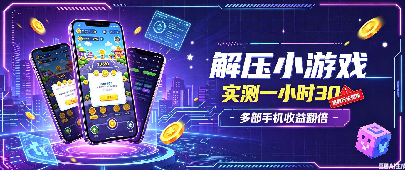 小游戏全流程玩法,实测一小时搞30,简单无脑解压,当天做当天就能看到进账,直接冲就行【揭秘】-泱泱学习社