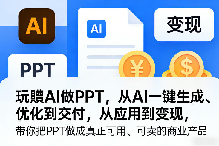 玩賺AI做PPT，从AI一键生成、优化到交付，从应用到变现，带你把PPT做成真正可用、可卖的商业产品(更新0904)-泱泱学习社