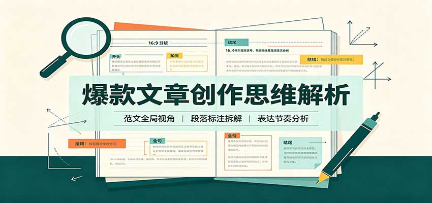 爆款文章创作思维解析:全局视角拆解范文,梳理行文逻辑,搭配真实拆文实操案例-泱泱学习社