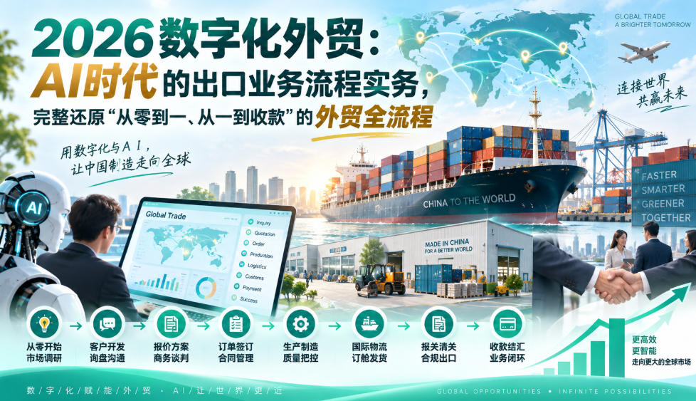 2026数字化外贸：AI时代的出口业务流程实务，完整还原”从零到一、从一到收款”的外贸全流程-泱泱学习社