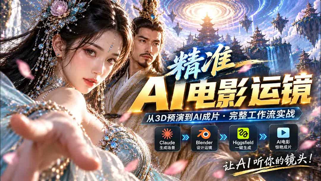 AI视频终于能精准运镜了!Claude + Blender + Higgsfield 免费插件实测-泱泱学习社