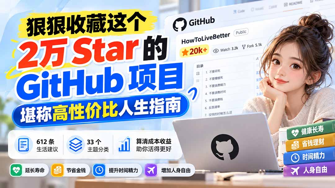 狠狠收藏这个 2 万 Star 的 GitHub 项目，堪称高性价比人生指南。-泱泱学习社