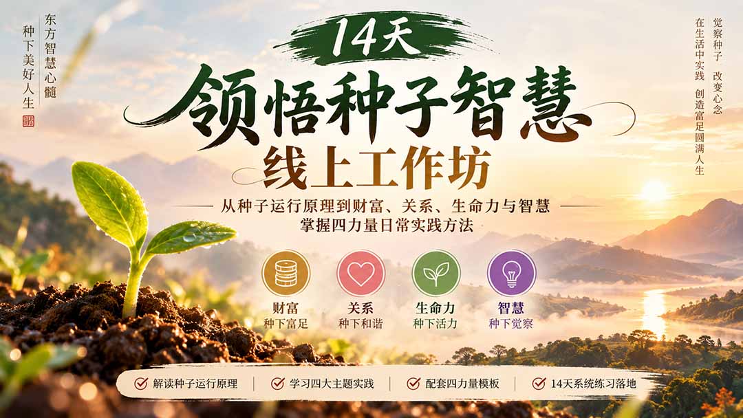 14天领悟种子智慧线上工作坊｜从种子运行原理到财富、关系、生命力与智慧，掌握四力量日常实践方法-泱泱学习社