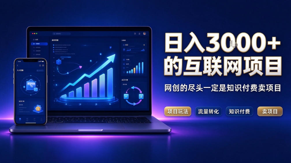 日入3k+的互联网项目，网红的尽头是带货，网创的尽头一定是知识付费卖项目【揭秘】-泱泱学习社