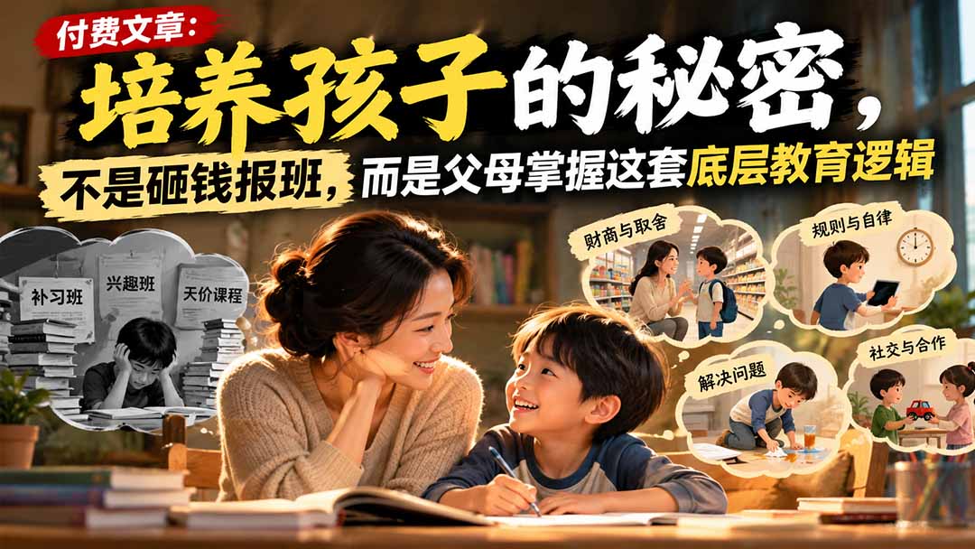 付费文章:培养孩子的秘密,不是砸钱报班,而是父母掌握这套底层教育逻辑-泱泱学习社