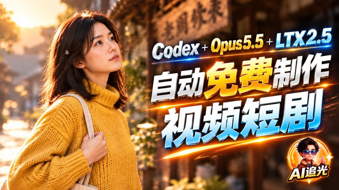 【无水印】Codex出图+免费LTX-2.5生成视频,Claude Opus 5.5全自动剪出1分钟情感短剧《停了的表》-泱泱学习社