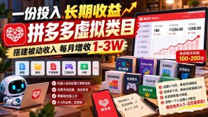 一份投入长期收益，拼多多虚拟类目，搭建被动收入每月增收 1-3W-泱泱学习社