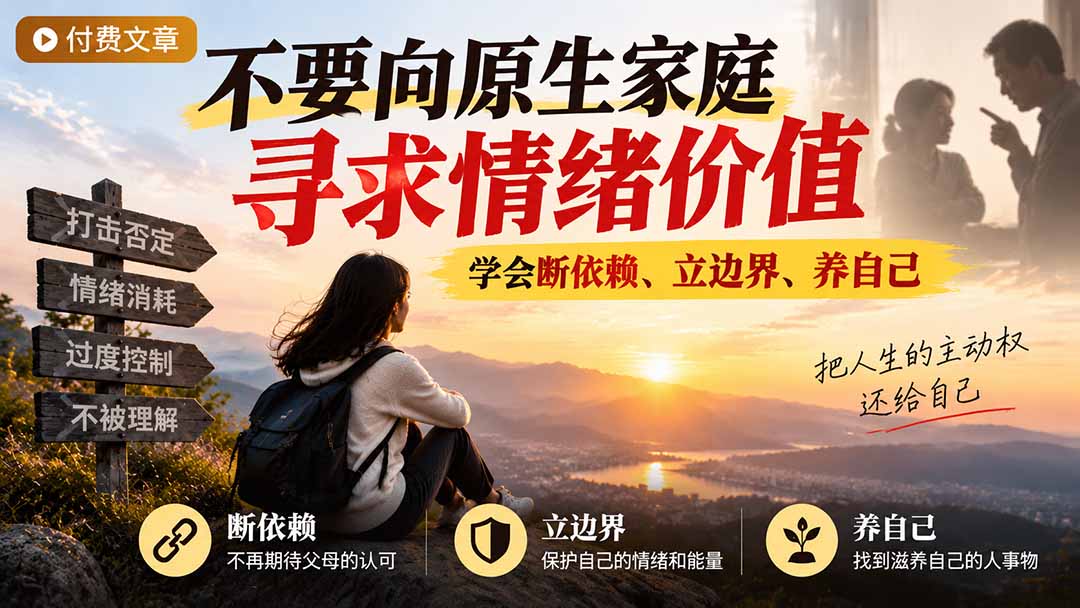 付费文章:不要向原生家庭寻求情绪价值,学会断依赖、立边界、养自己-泱泱学习社