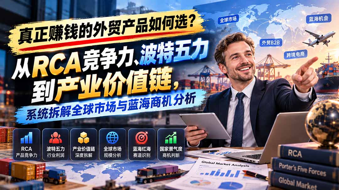 真正赚钱的外贸B2B产品如何选？从RCA竞争力、波特五力到产业价值链，系统拆解全球市场与蓝海商机分析-泱泱学习社