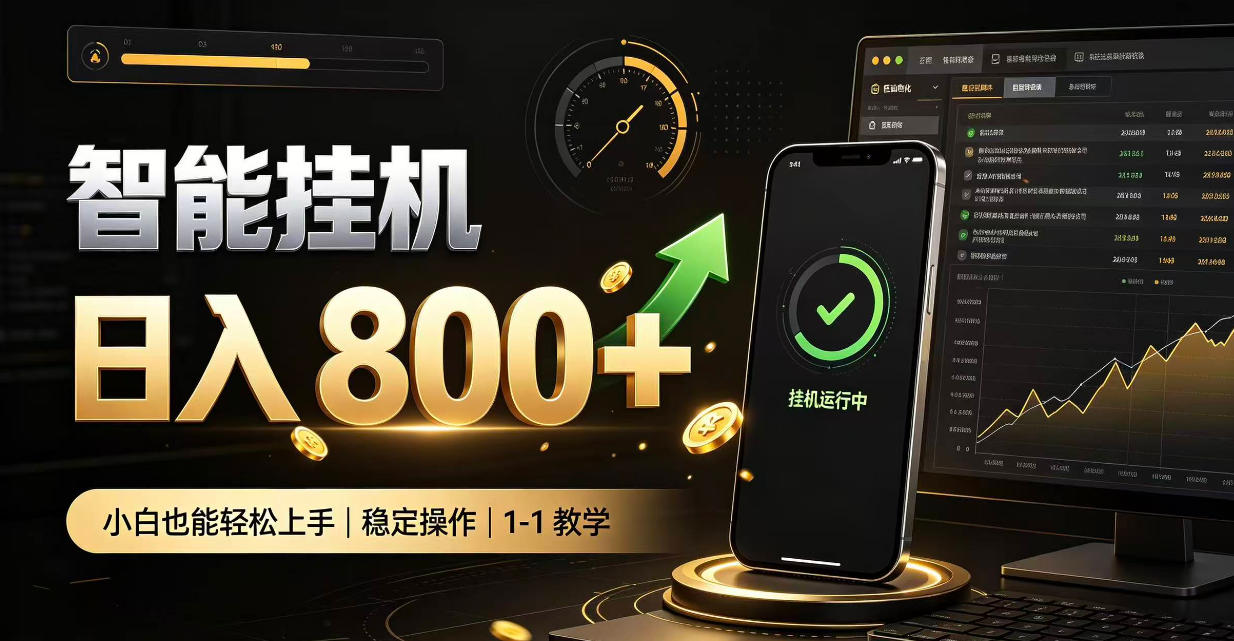 零值守智能挂G，副业高效增收居家智能挂G，新手也能日入800【揭秘】-泱泱学习社
