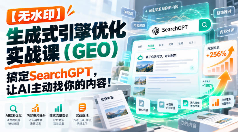 【无水印】生成式引擎优化(GEO)实战课:搞定SearchGPT,让AI主动找你的内容!【原创双语字幕】-泱泱学习社