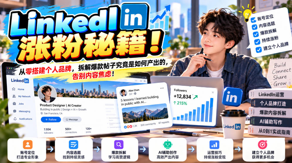 LinkedIn涨粉秘籍!从零搭建个人品牌,拆解爆款帖子究竟是如何产出的,告别内容焦虑!【原创双语字幕】-泱泱学习社