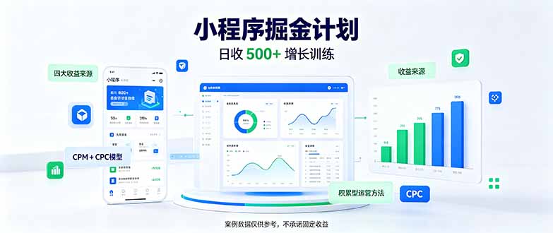 一部手机日入500+,微信小程序掘金计划,四种收入来源,长期稳定可靠-泱泱学习社