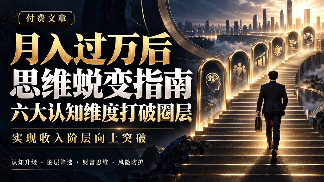 付费文章:月入过万后思维蜕变指南,六大认知维度打破圈层,实现收入阶层向上突破-泱泱学习社