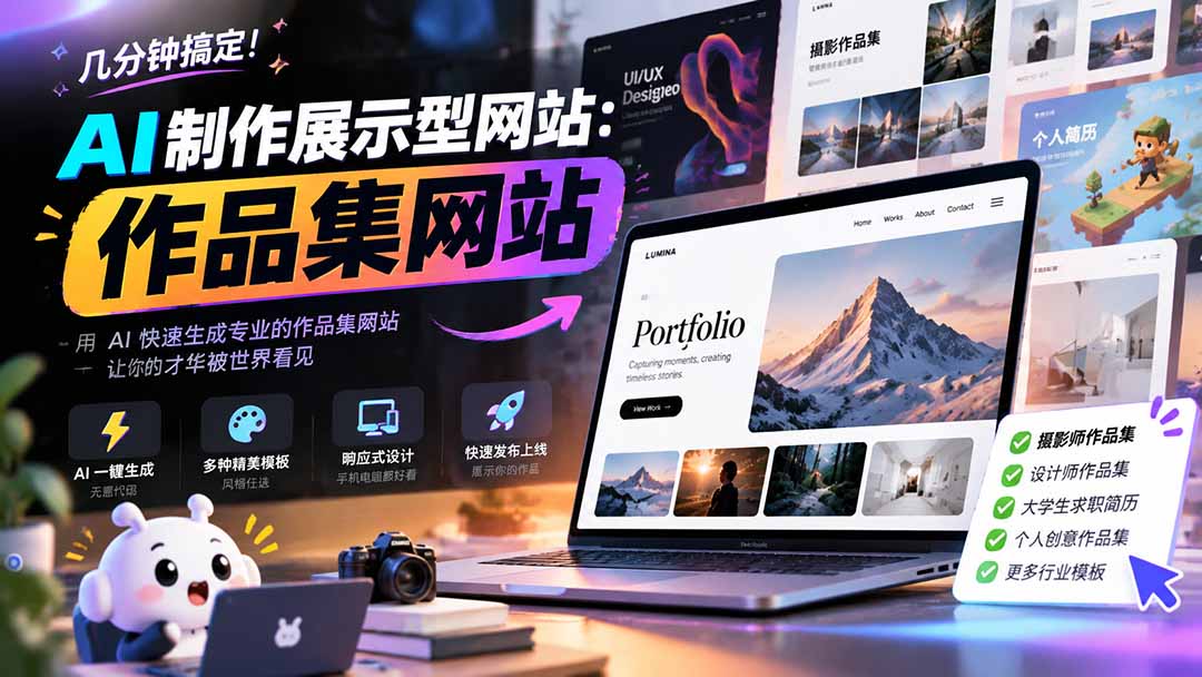 几分钟搞定,AI制作展示型网站制作:作品集网站,用AI快速生成专业的作品集网站,接单变现!-泱泱学习社