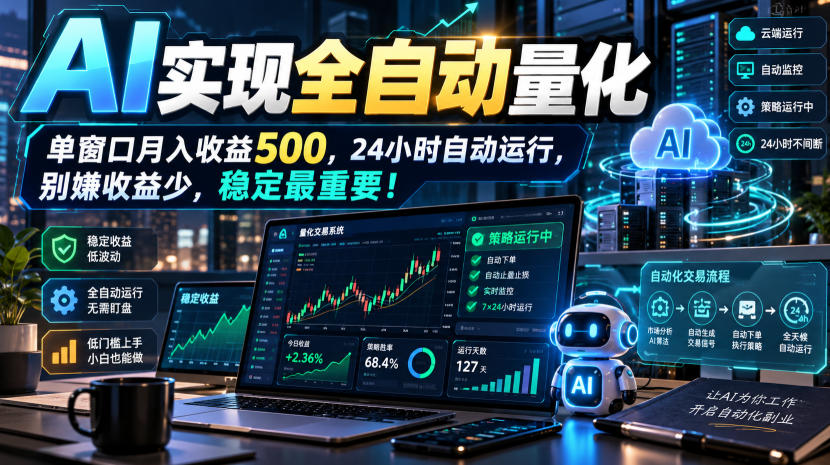 AI全自动量化项目，长期稳定可落地，0门槛躺赚稳定项目！-泱泱学习社