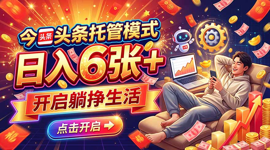 今日头条AI托管模式，每天5分钟，最高月入5000+，操作超简单，零门槛-泱泱学习社