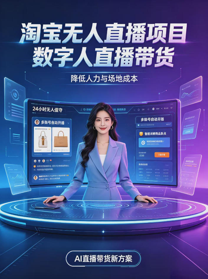 淘宝AI无人直播带货,24小时自动开播低门槛副业,无需真人长时间出镜,持续引流出单【揭秘】-泱泱学习社