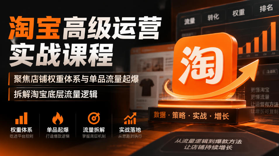 淘宝高级运营实战课程,聚焦店铺权重体系与单品流量起爆,拆解淘宝底层流量逻辑-泱泱学习社
