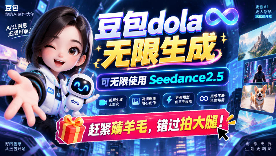 1029最新豆包dola无限生成技术,可以无限生成sseedance2.5,赶紧薅羊毛,和谐拍大腿-泱泱学习社