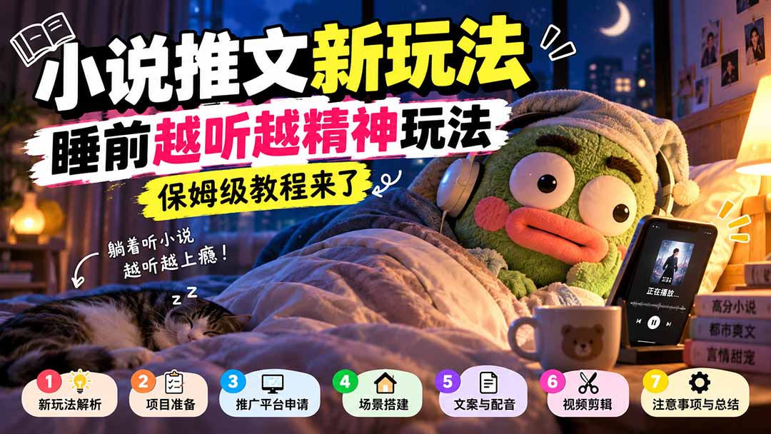小说推文新玩法，睡前越听越精神玩法，保姆级教程来了-泱泱学习社