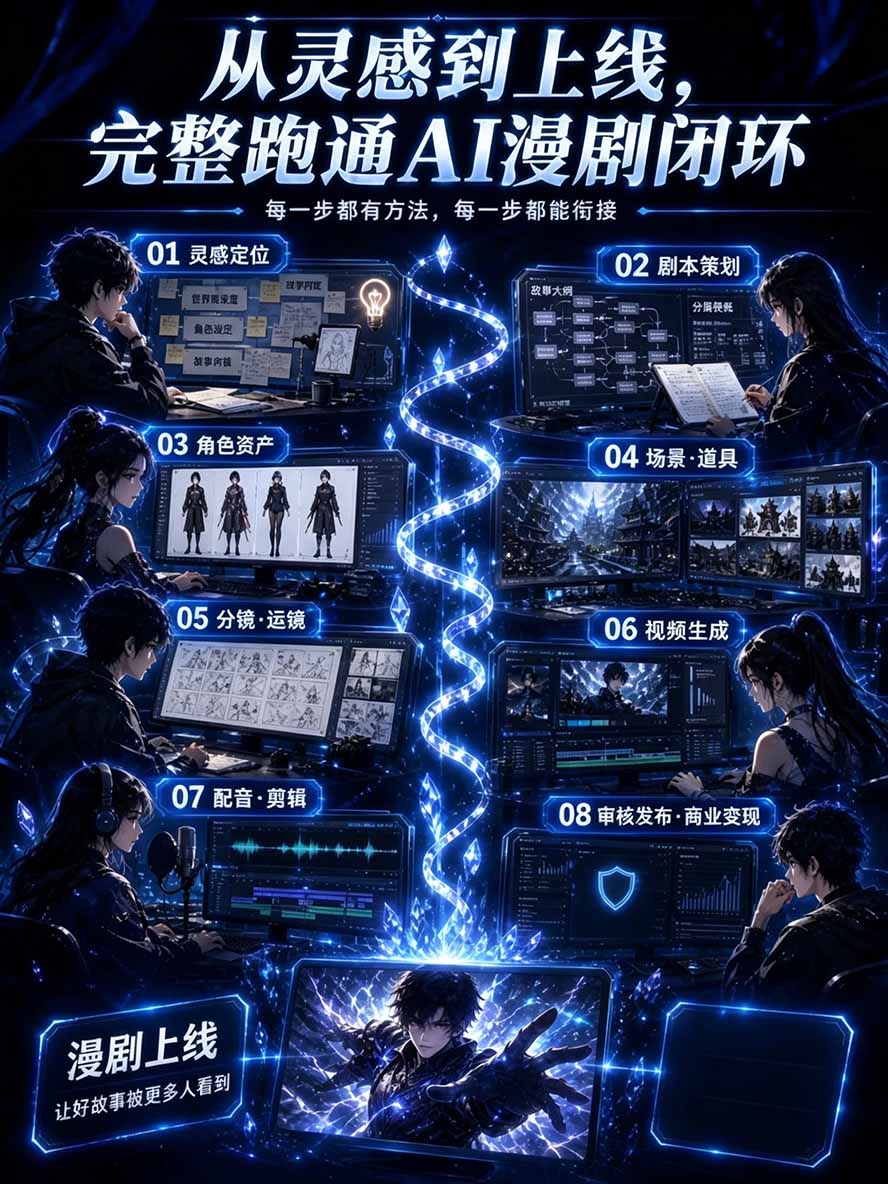 图片[2]-【无水印】2026AI漫剧创作与商业变现掘金营：打通选题→AI编剧→角色场景→自动分镜→视频生成→剪辑发布→运营变现-泱泱学习社