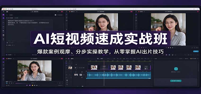 AI短视频速成实战班:爆款案例观摩、分步实操教学,从零掌握AI出片技巧-泱泱学习社