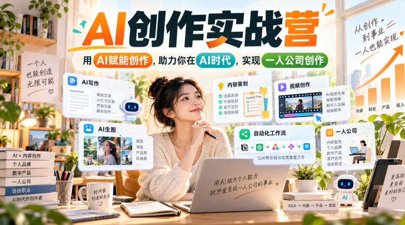 AI创作实战营，用AI赋能创作，助力你在AI时代，实现一人公司创作(更新)-泱泱学习社