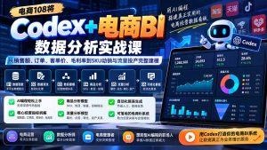 Codex+电商BI数据分析实战课-更新1026：从销售额、订单、客单价、毛利率到SKU动销与流量投产完整建模-泱泱学习社