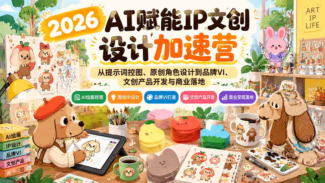 2026AI赋能IP文创设计加速营：从提示词控图、原创角色设计到品牌VI、文创产品开发与商业落地-泱泱学习社