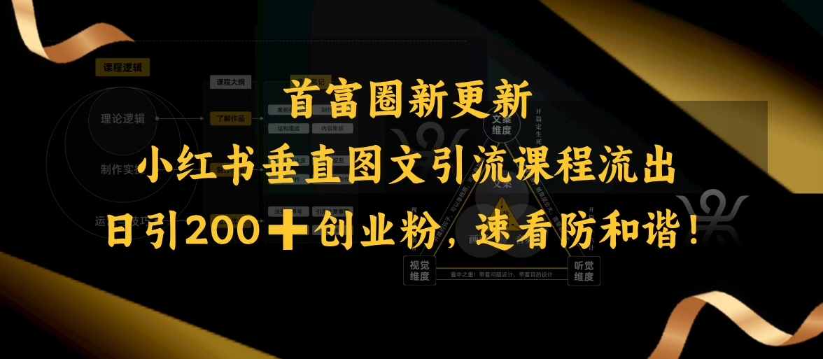 小红书垂直图文引流课程流出，日引200+创业粉，速看防和谐-泱泱学习社