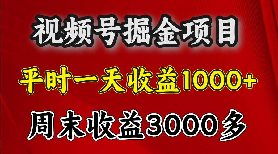 一天收益1000+ 视频号掘金，周末收益会更高些-泱泱学习社
