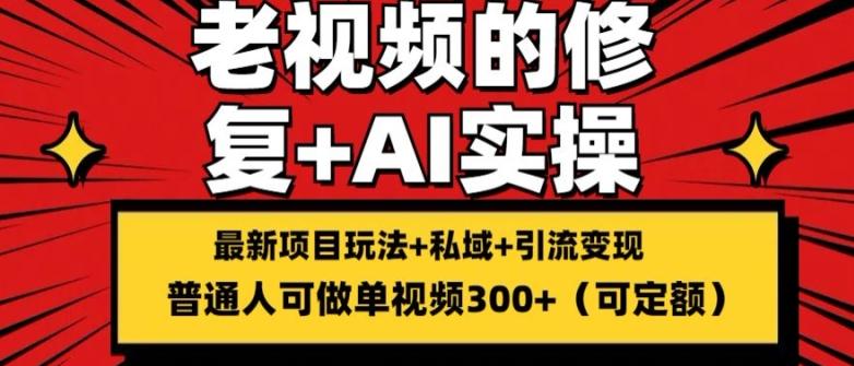 修复老视频的玩法，搬砖+引流的变现(可持久)，单条收益300+【揭秘】-泱泱学习社