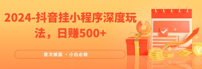 2024全网首次披露，抖音挂小程序深度玩法，日赚500+，简单、稳定，带渠道收入，小白必做【揭秘】-泱泱学习社