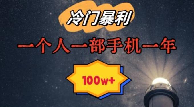 暴利冷门赛道，一单268，一个人一部手机一年100w【揭秘】-泱泱学习社