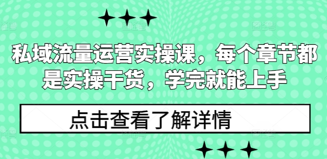 私域流量运营实操课，每个章节都是实操干货，学完就能上手-泱泱学习社