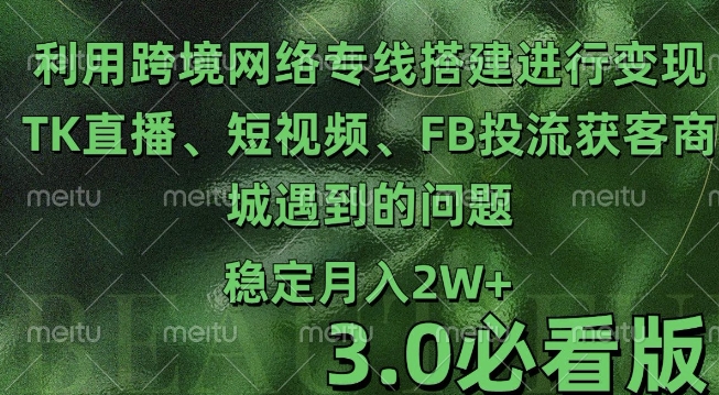 利用跨境电商网络及搭建TK直播、短视频、FB投流获客以及商城遇到的问题进行变现3.0必看版【揭秘】-泱泱学习社