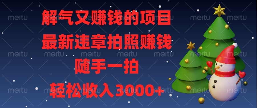 解气又赚钱的项目，最新违章拍照赚钱，随手一拍，轻松收入3000+-泱泱学习社