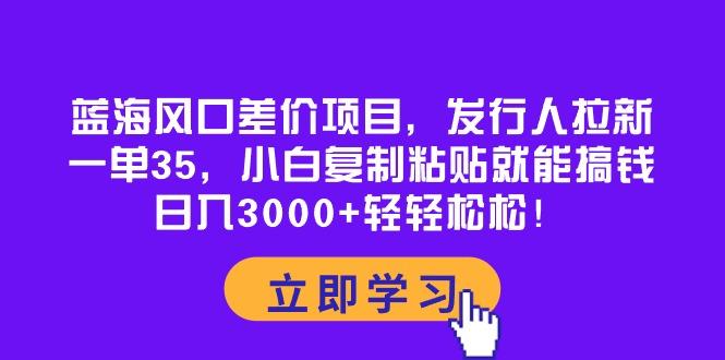 蓝海风口差价项目，发行人拉新，一单35，小白复制粘贴就能搞钱！日入30…-泱泱学习社