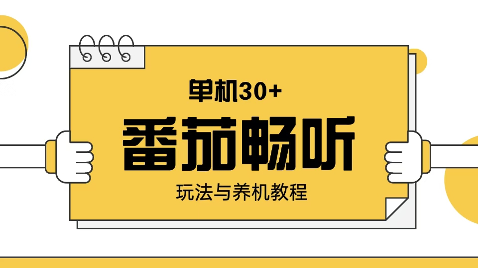番茄畅听玩法与养机教程：单日日入30+。-泱泱学习社
