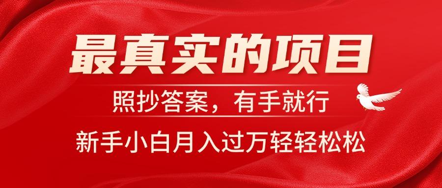 最真实的项目，照抄答案，有手就行，新手小白月入过万轻轻松松-泱泱学习社