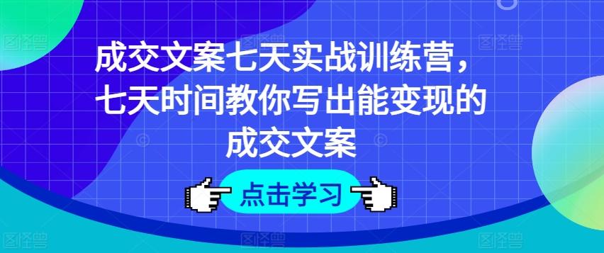 成交文案七天实战训练营，七天时间教你写出能变现的成交文案-泱泱学习社