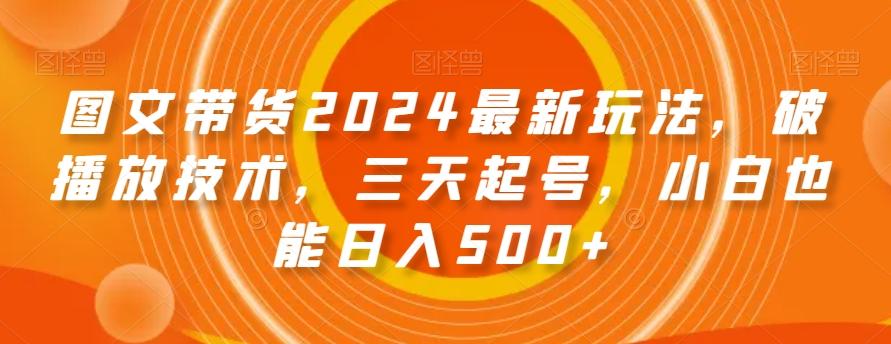 图文带货2024最新玩法，破播放技术，三天起号，小白也能日入500+【揭秘】-泱泱学习社