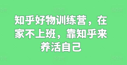 知乎好物训练营，在家不上班，靠知乎来养活自己-泱泱学习社